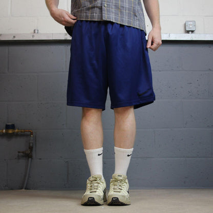 Nike sports shorts y2k loose blue Dri-Fit comfy floaty summer gym shorts