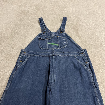 Vintage y2k denim dungarees loose blue W46L28 Key workwear bib brace overalls