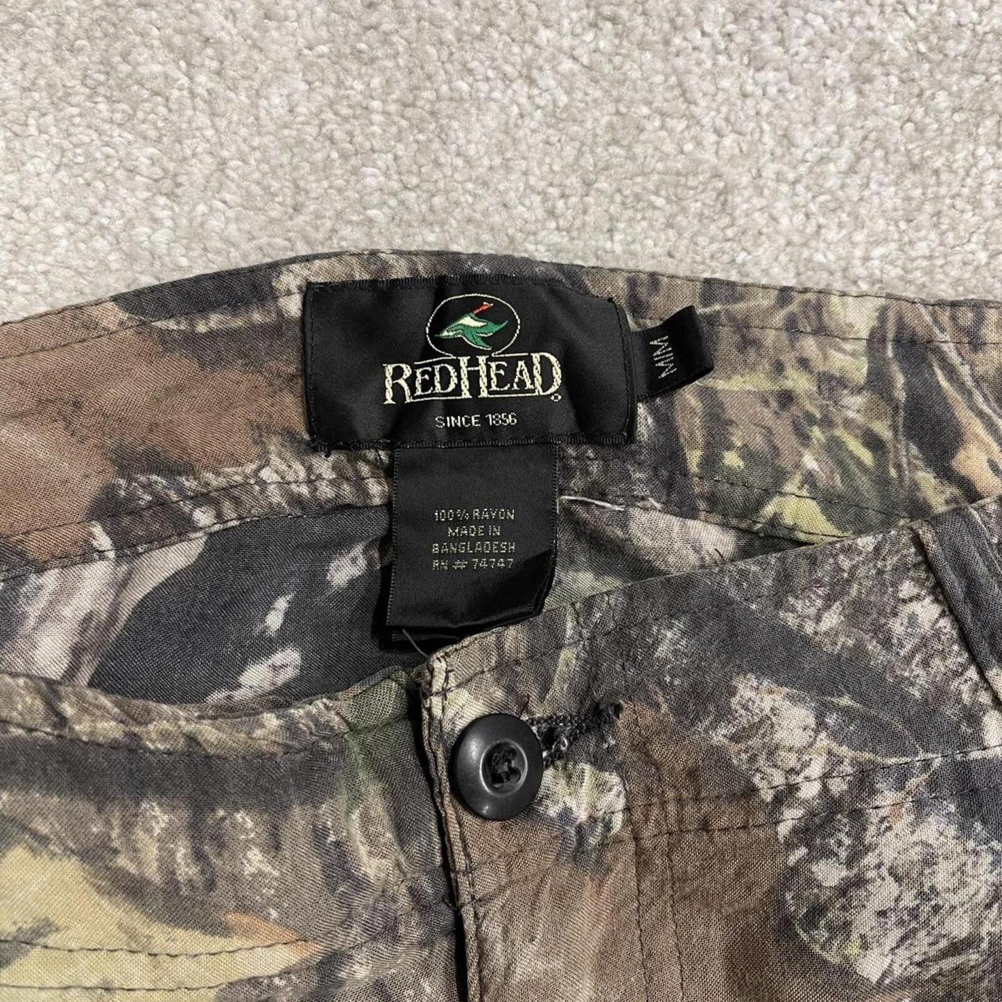 Baggy camo cargo pants brown RedHead Mossy Oak lightweight Rayon floaty camouflage cargos
