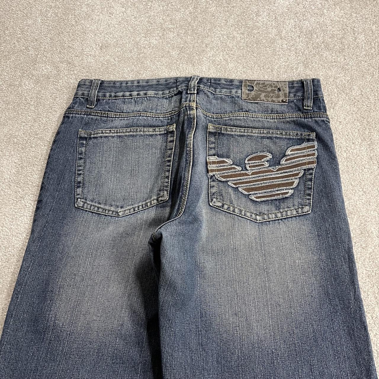 Y2K baggy embroidered jeans blue W36L33 Loose fit skater surf style pants