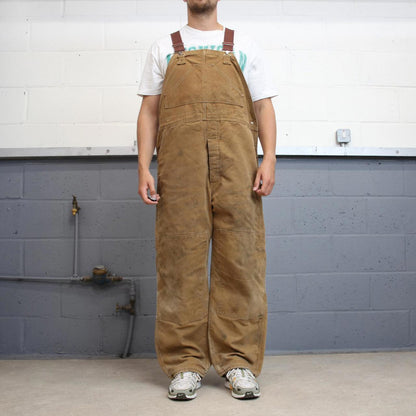 Vintage Carhartt dungarees W44L30 mens canvas overalls tan utility worker