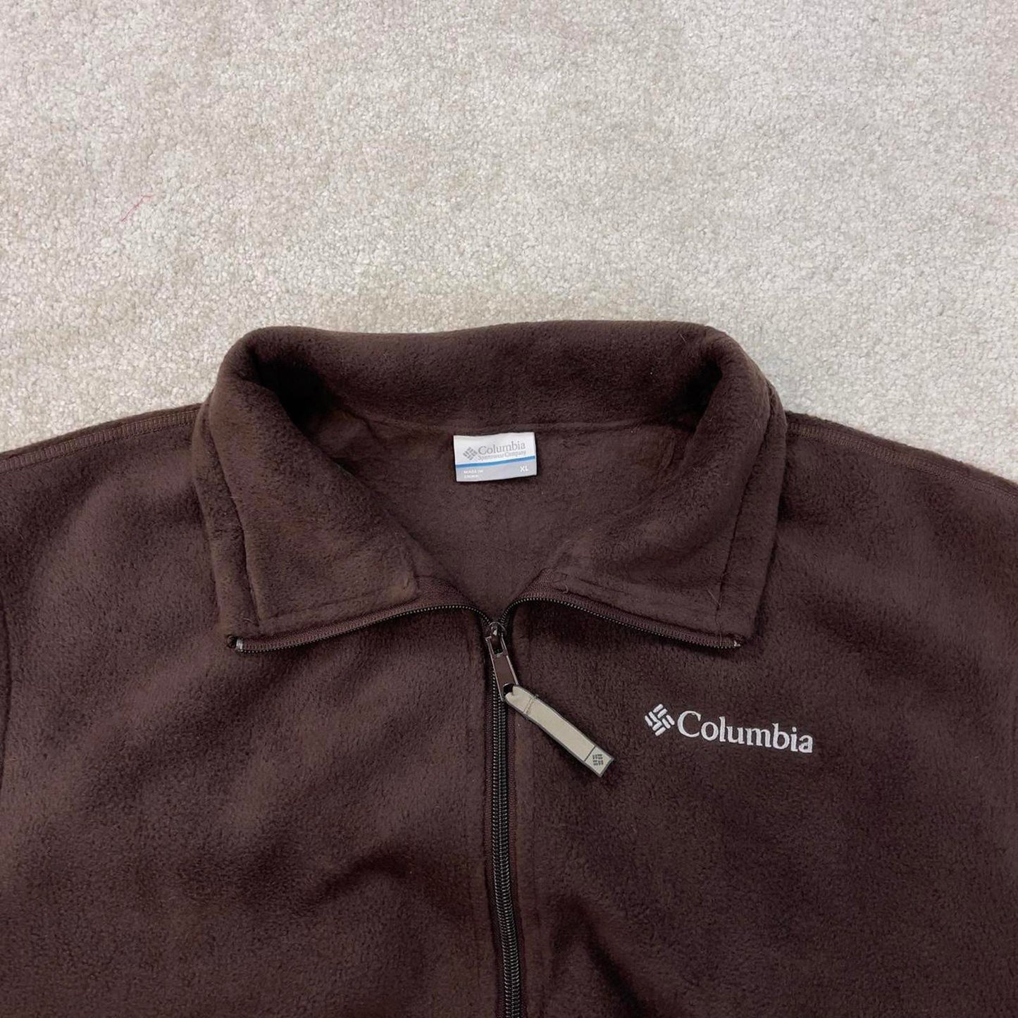Y2K Columbia technical fleece gilet XL brown men’s zip up embroidered logo