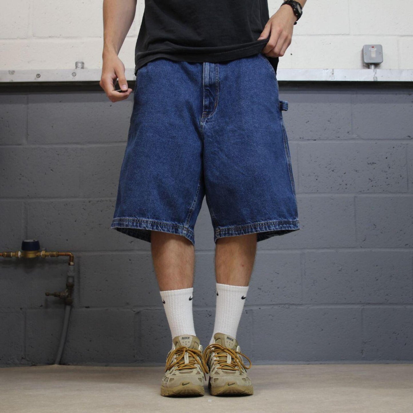Baggy denim cargo shorts carpenter blue RK Brand loose skater style summer jorts