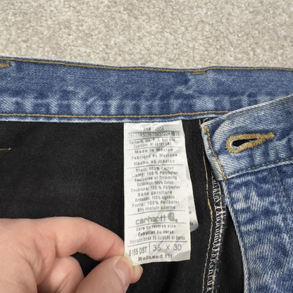 Carhartt work jeans relaxed fit blue Loose fleece lined denim skate style work pants