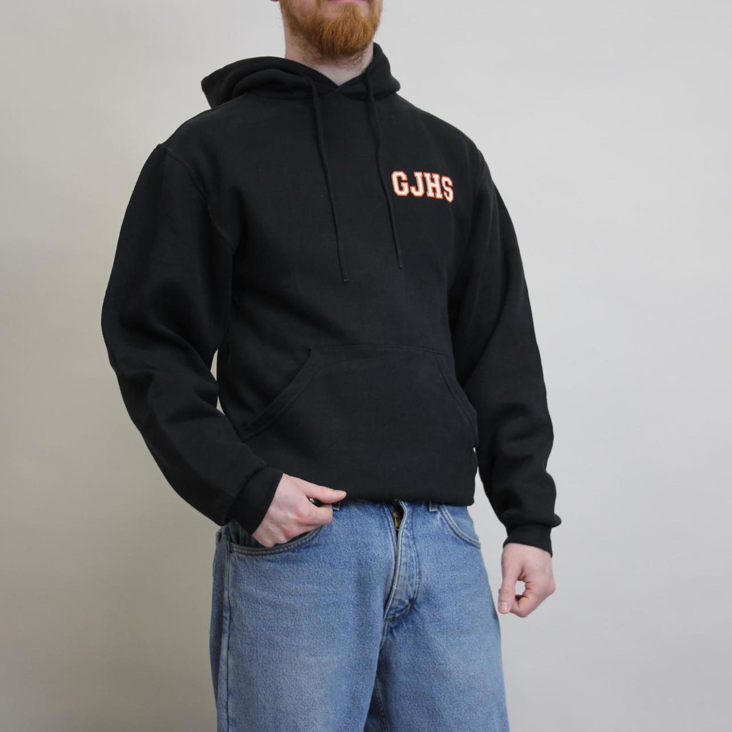 Black Russell Athletic hoodie S pullover jumper print design