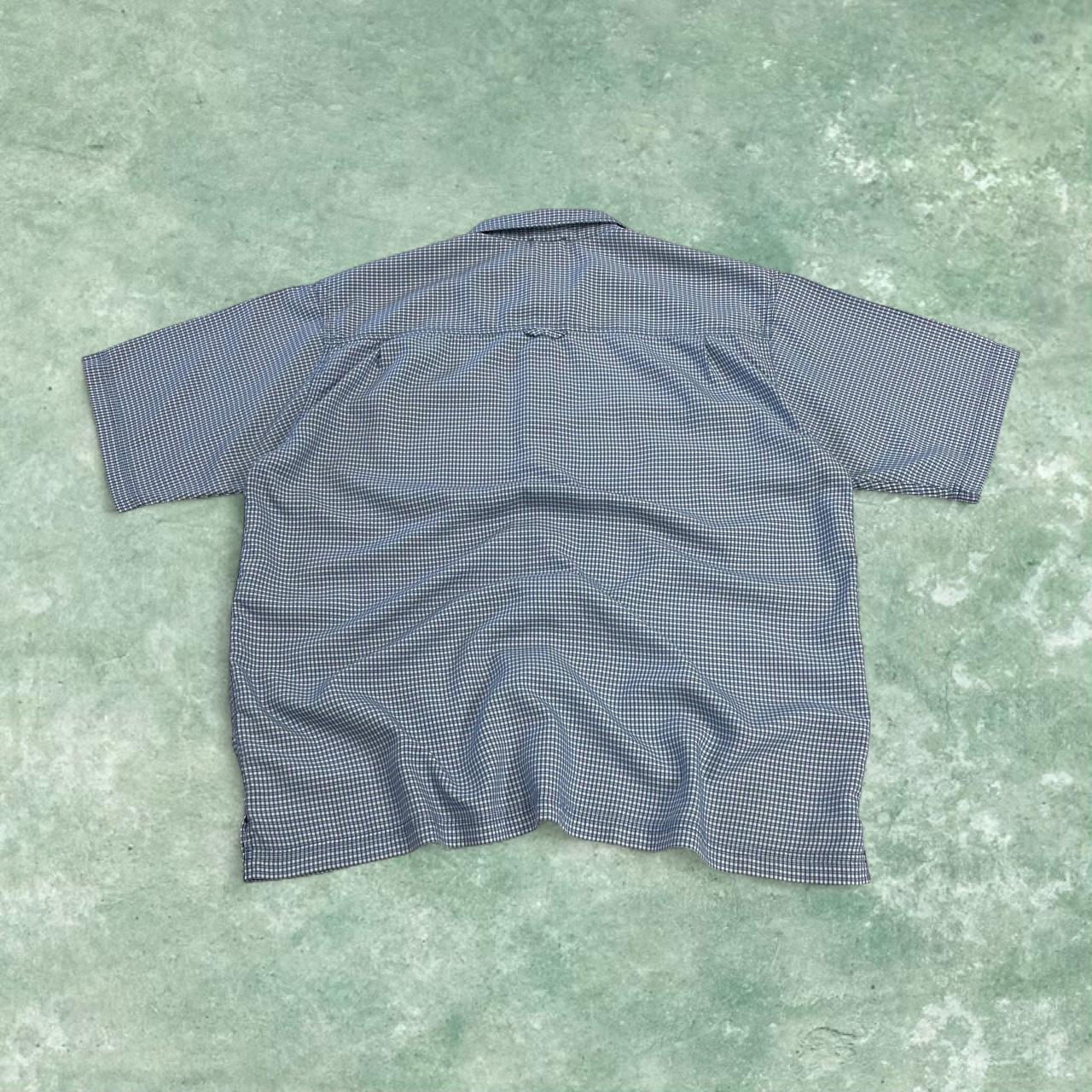 North Face boxy checkered short sleeve shirt y2k blue TNF technical surf style check button summer