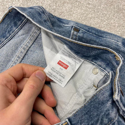Y2k baggy Wrangler shorts skater style blue Loose wide leg denim summer festival jorts