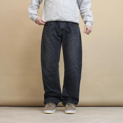 Navy Modern Culture W38 L32 loose hip hop embroidered jeans pocket flaps