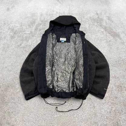 Y2K Columbia technical windbreaker fleece jacket grey Omni-wind hooded tech coat embroidered