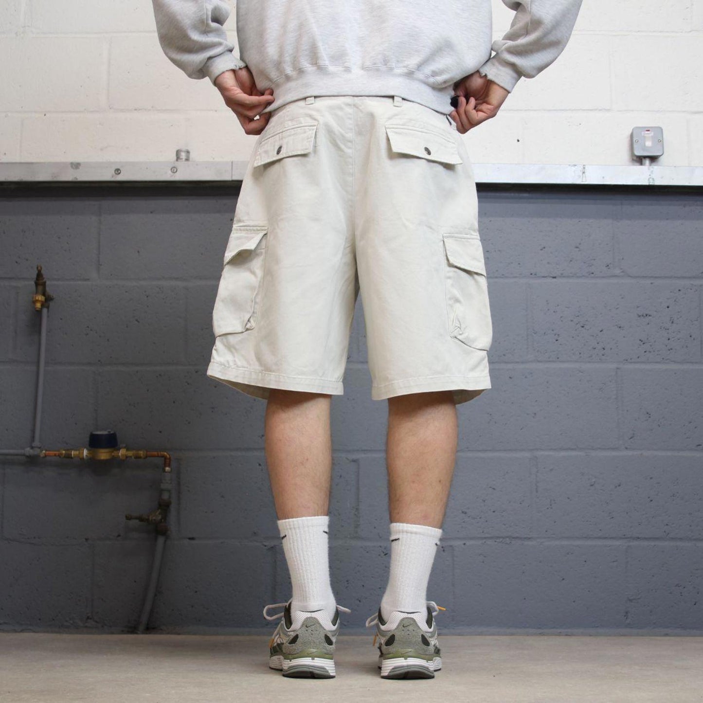 Y2K baggy IZOD cargo skater shorts white Loose chino utility summer festival shorts