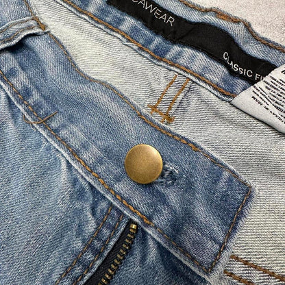 Blue Rocawear jeans W42 L32 90s style hip hop jeans embroidered design