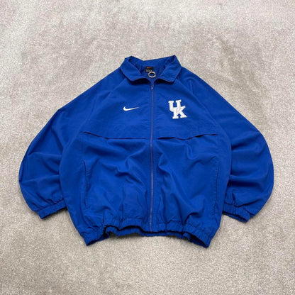Vintage 00s Nike jacket y2k style XL men's blue full zip windbreaker coat embroidered technical