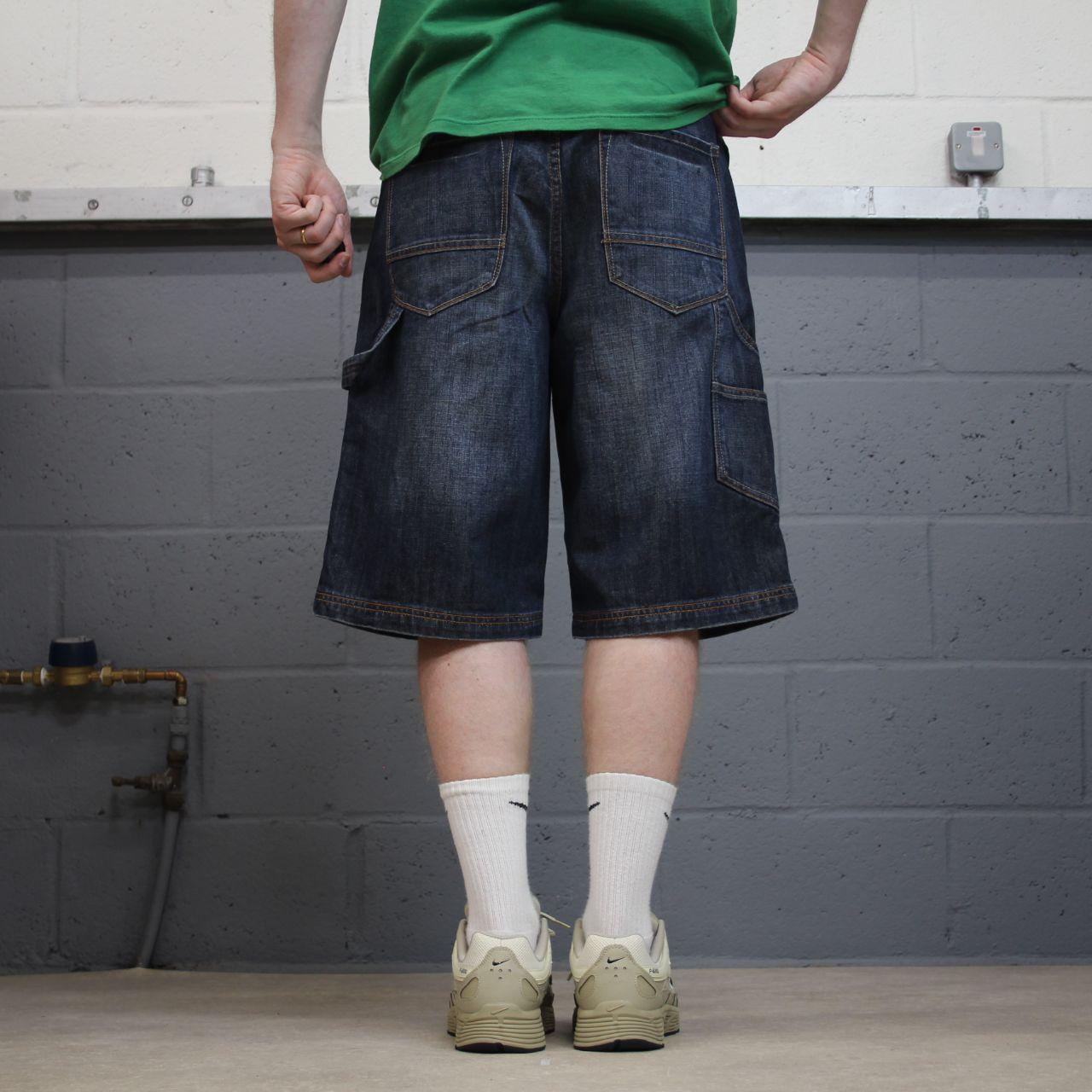Y2K baggy denim shorts carpenter blue Bongo loose skater style surf jorts