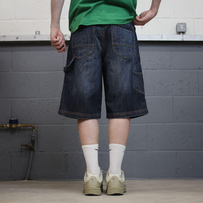Y2K baggy denim shorts carpenter blue Bongo loose skater style surf jorts