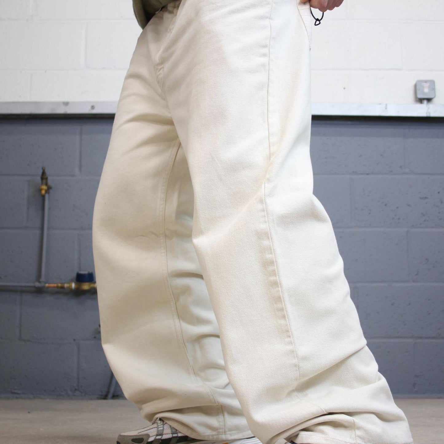 Vintage Y2K baggy jeans wide leg white Loose baggy fit Anchor Blue denim skater style pants