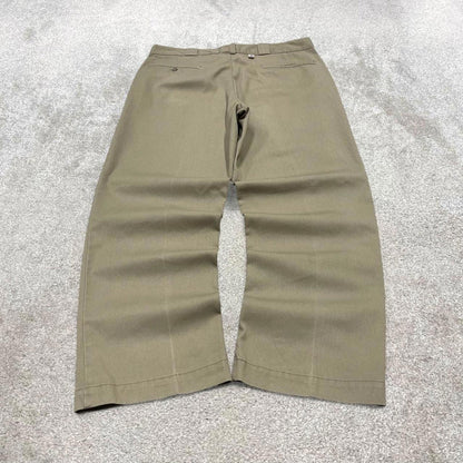 Khaki Dickies pants W36L29 loose twill chino 90s style skater pants work wear trousers autumn