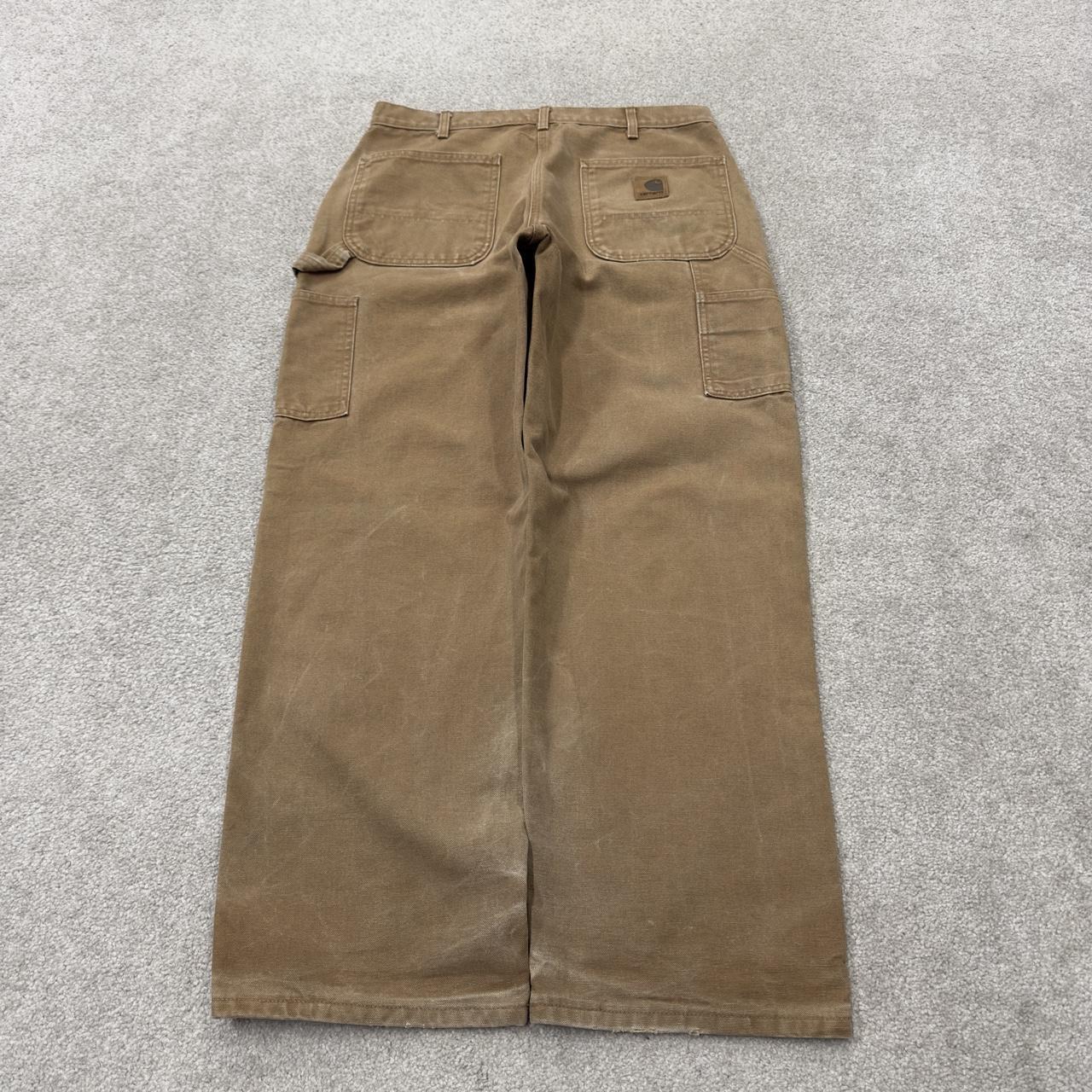 Vintage baggy Carhartt carpenter pants y2k tan brown Loose leg 100% cotton skater style workwear