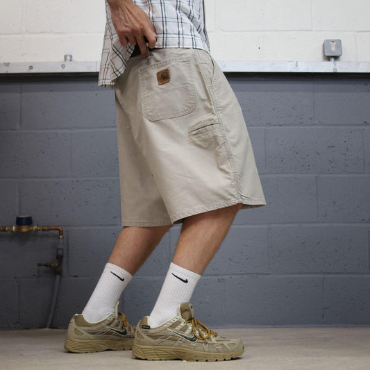Vintage Carhartt cargo shorts carpenter beige Lightweight canvas skater style workwear jorts