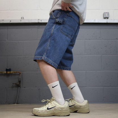 Denim carpenter shorts cargo loose blue RK skater style surf festival jorts