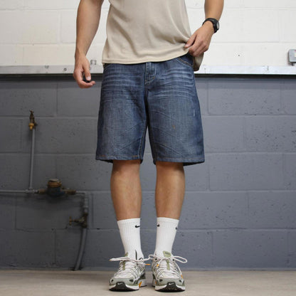 Blue embroidered Seven7 jorts W38