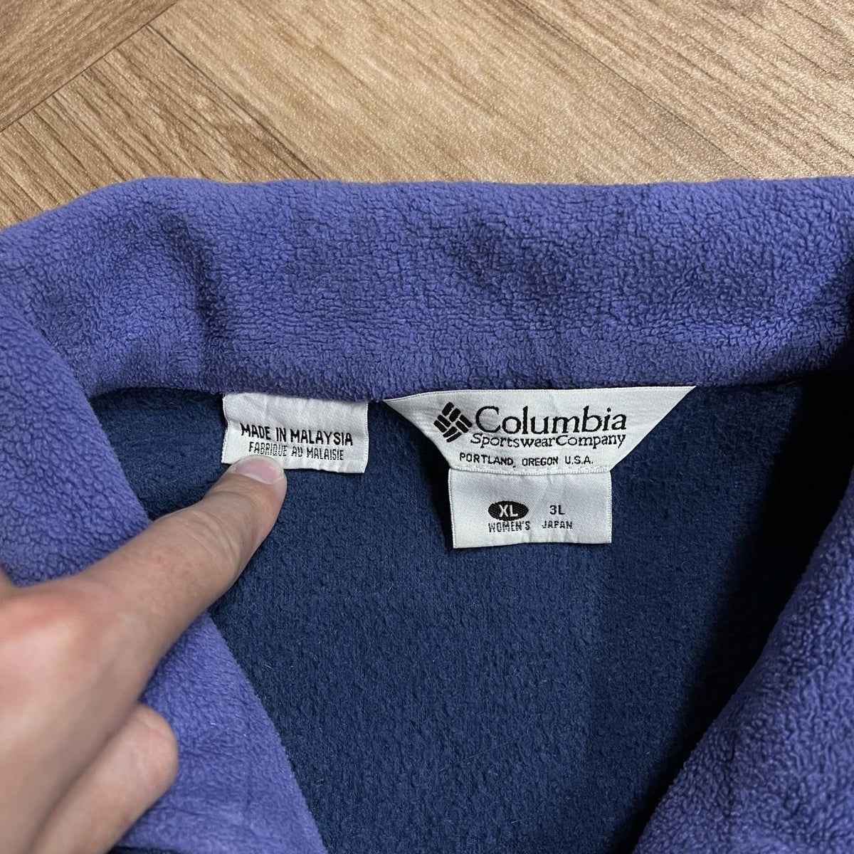 Vintage Colombia tech fleece boxy fit blue Women's full zip autumn adjustable technical fleece