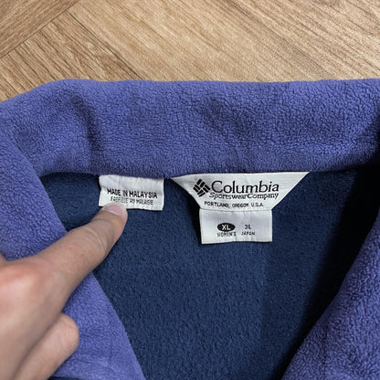 Vintage Colombia tech fleece boxy fit blue Women's full zip autumn adjustable technical fleece