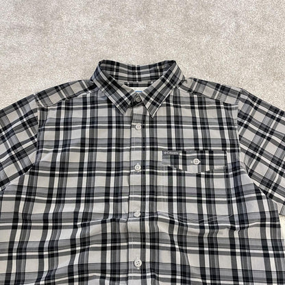 Columbia checkered shirt short sleeve y2k grey Festival surfer style button down summer shirt