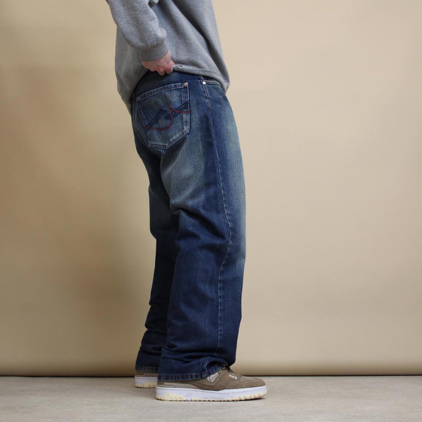Blue embroidered Premium jeans W36L32 y2k style loose denim pants