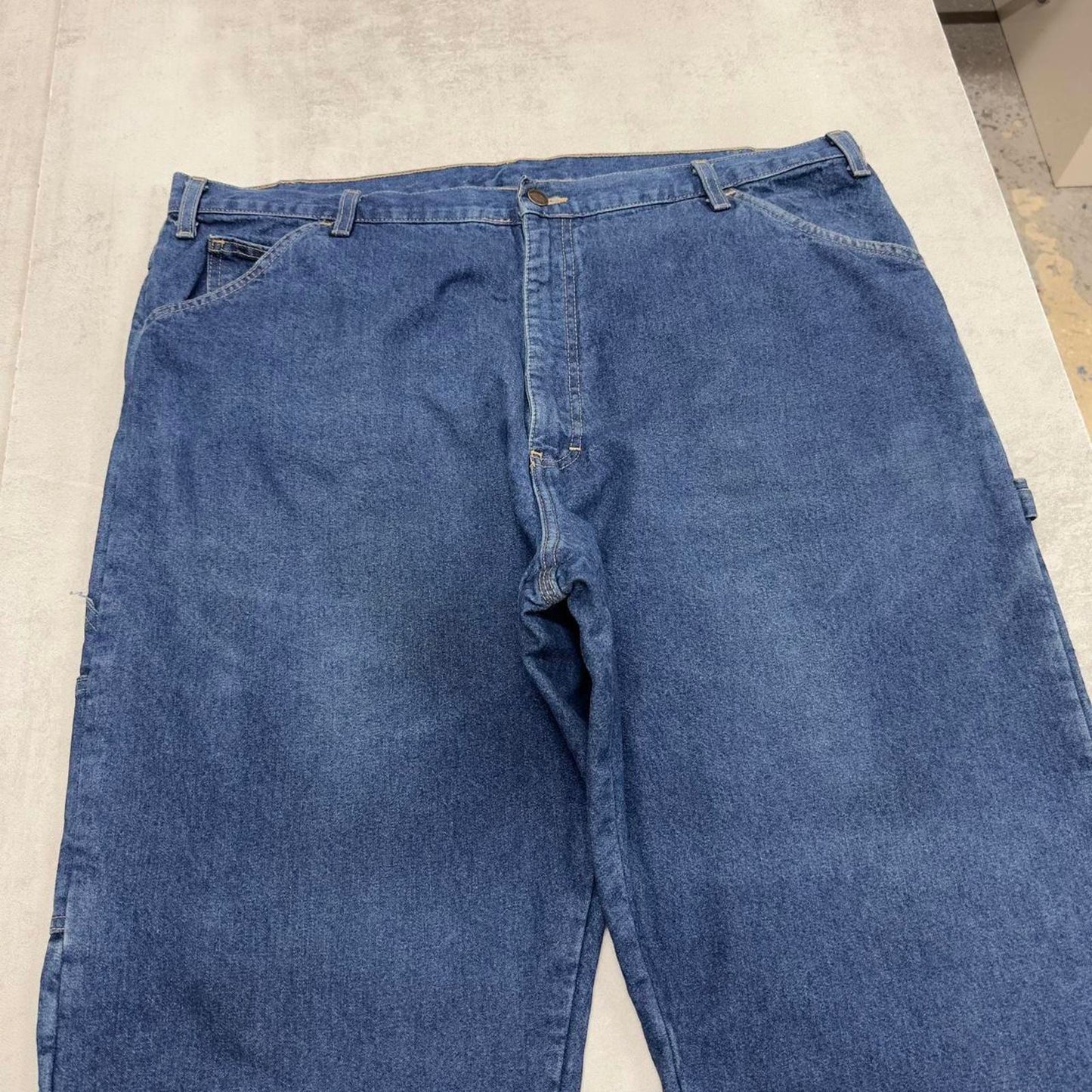 Baggy Dickies flannel lined carpenter jeans W40L30 wide leg thick 90s style blue denim cargos
