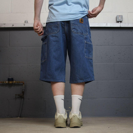 Carhartt denim shorts y2k carpenter faded blue Skater / surf style work jorts