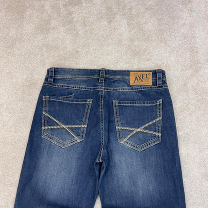Blue TK Axel jeans W36L32 loose athletic y2k 00s style jeans embroidered stitch detail
