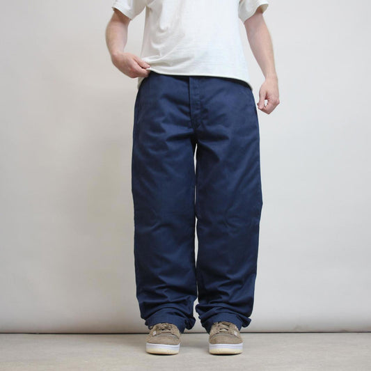 Navy Dickies Pants W36L34 loose flannel lined chino trousers