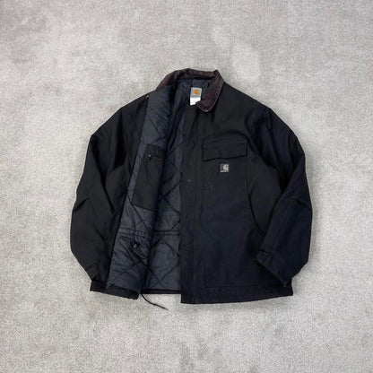 Black Carhartt jacket XL arctic quilt lined chore coat cord collar