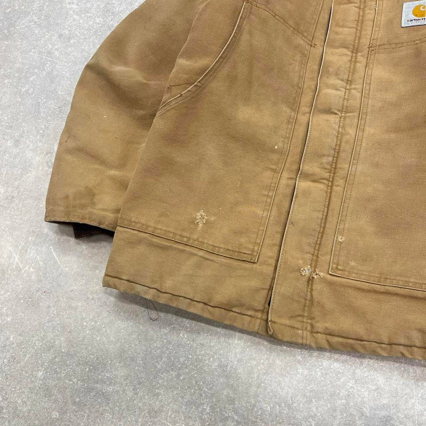 Vintage Carhartt arctic jacket Small tan canvas 90s style worker jacket