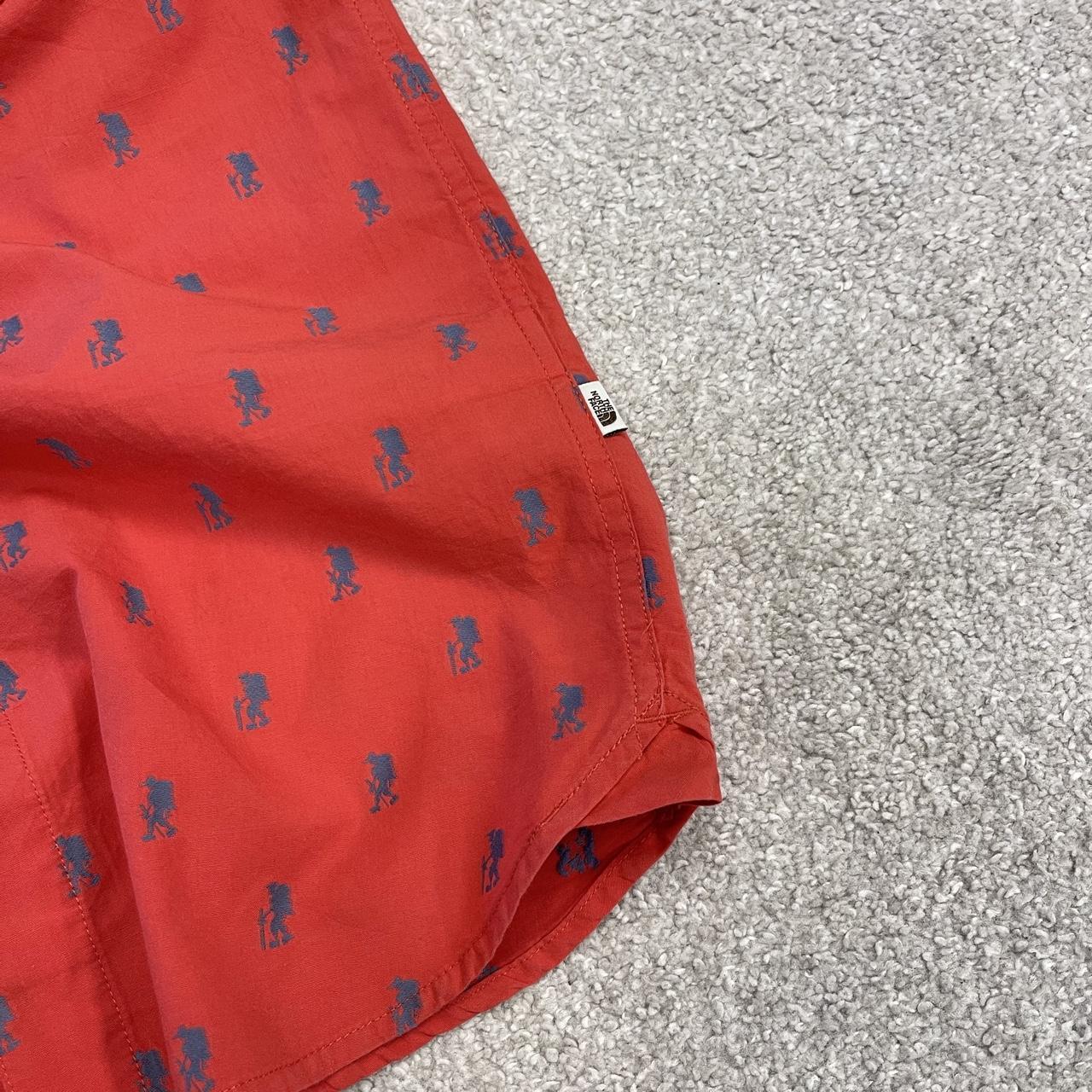 North Face funky pattern short sleeve shirt red TNF surf style summer festival shirt