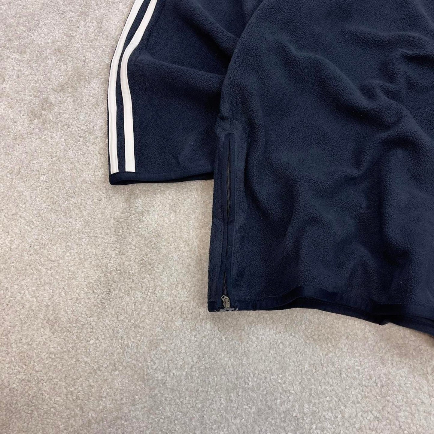 Navy Adidas technical fleece Large 1/4 zip pull over y2k autumn style lightweight zip up striped