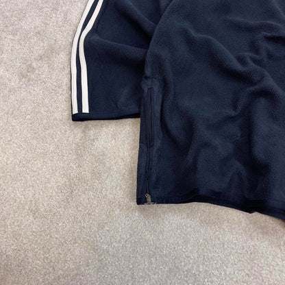 Navy Adidas technical fleece Large 1/4 zip pull over y2k autumn style lightweight zip up striped
