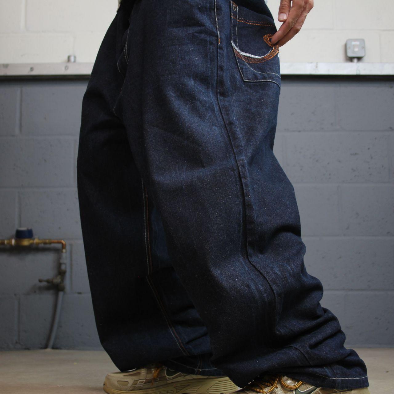 Extra baggy embroidered jeans y2k W42L32 navy blue