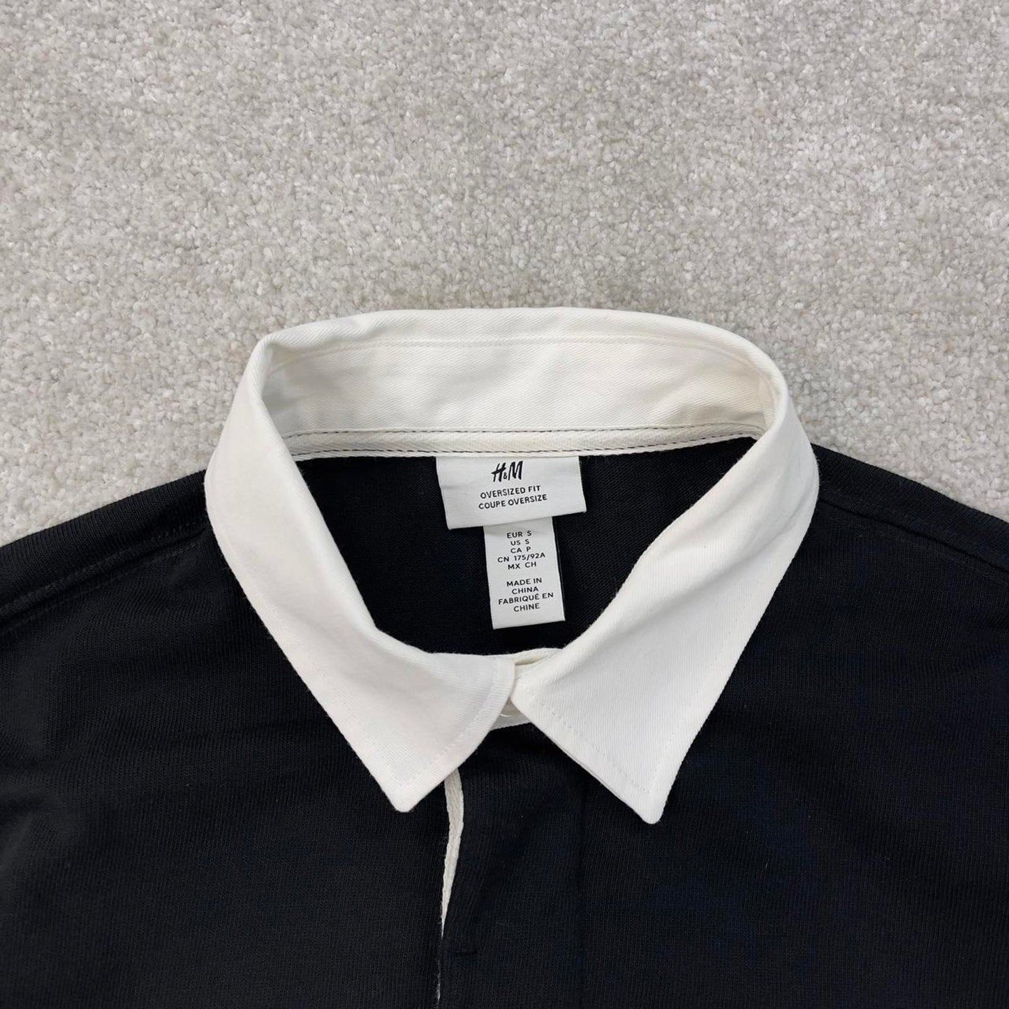 Black H&M Vintage-Inspired Rugby Shirt S