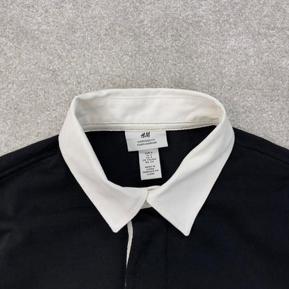 Black H&M Vintage-Inspired Rugby Shirt S