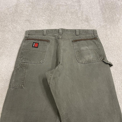 Wrangler carpenter jeans y2k washed green Wide leg canvas Riggs skater work utility pants