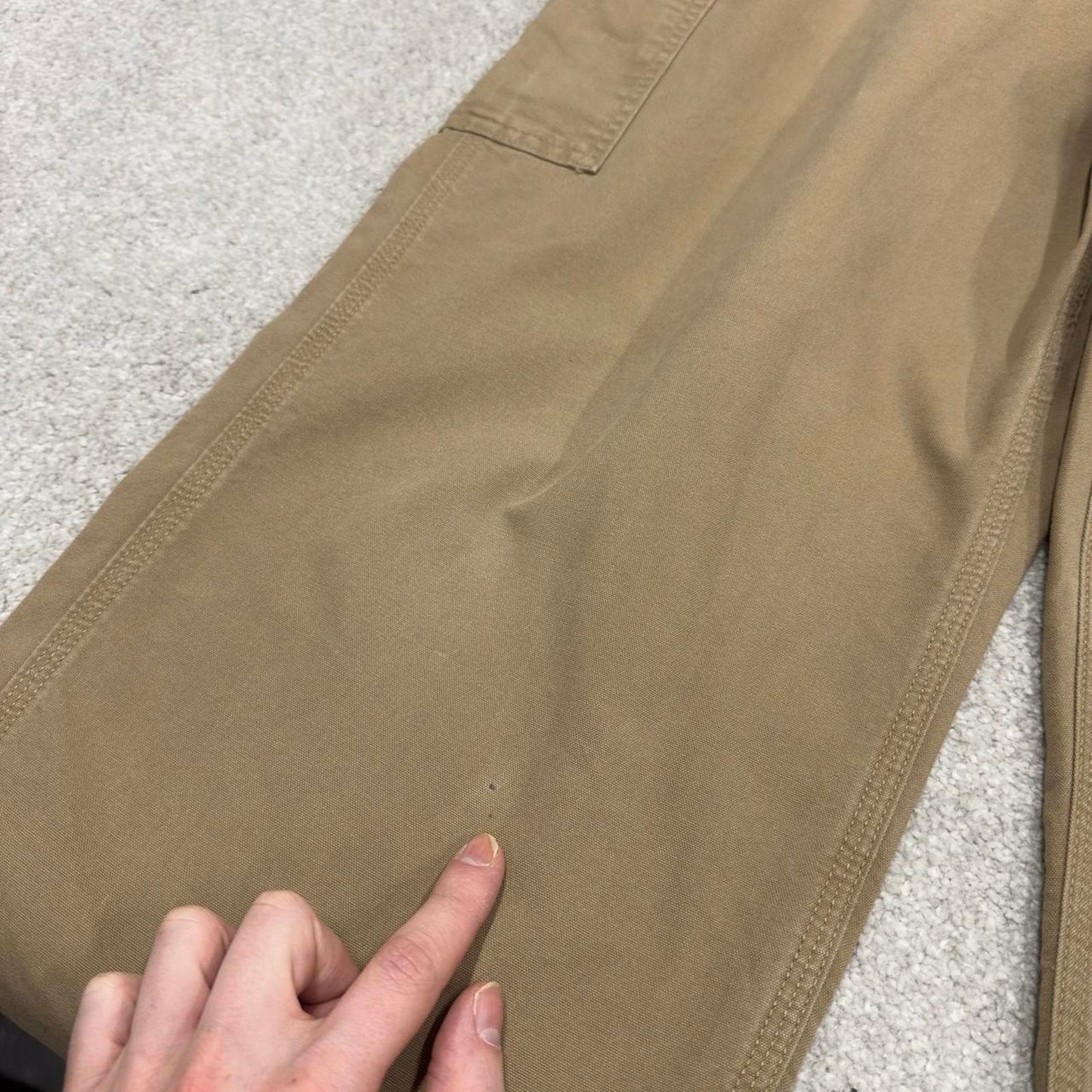 Y2K baggy Carhartt carpenter pants tan brown Loose leg canvasy skate style workwear cargo pants