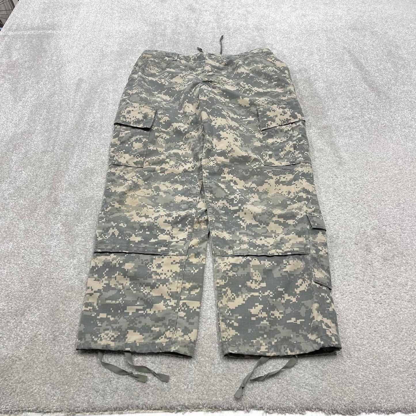 Vintage army camo cargo pants khaki Loose drawstring digital camouflage US military trousers