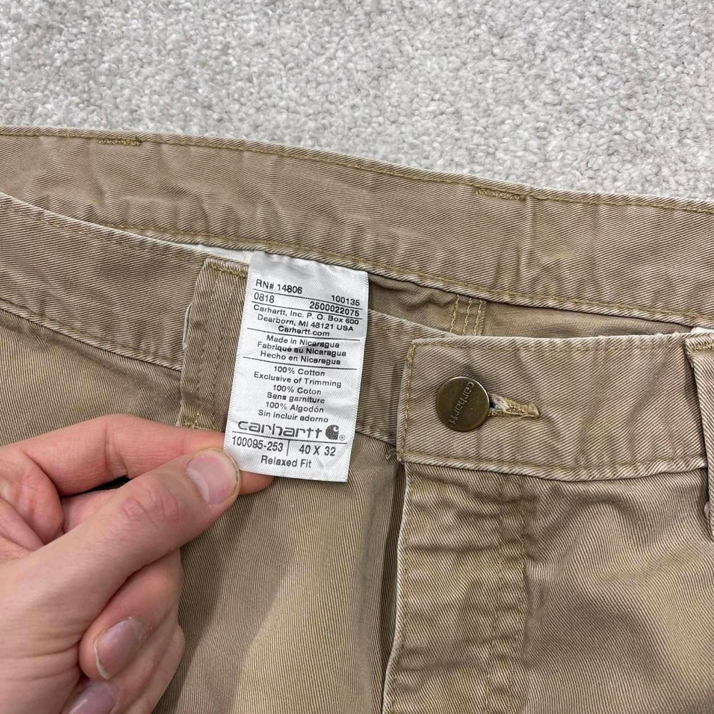Y2K Carhartt carpenter pants khaki Loose skate style workwear cargo pants