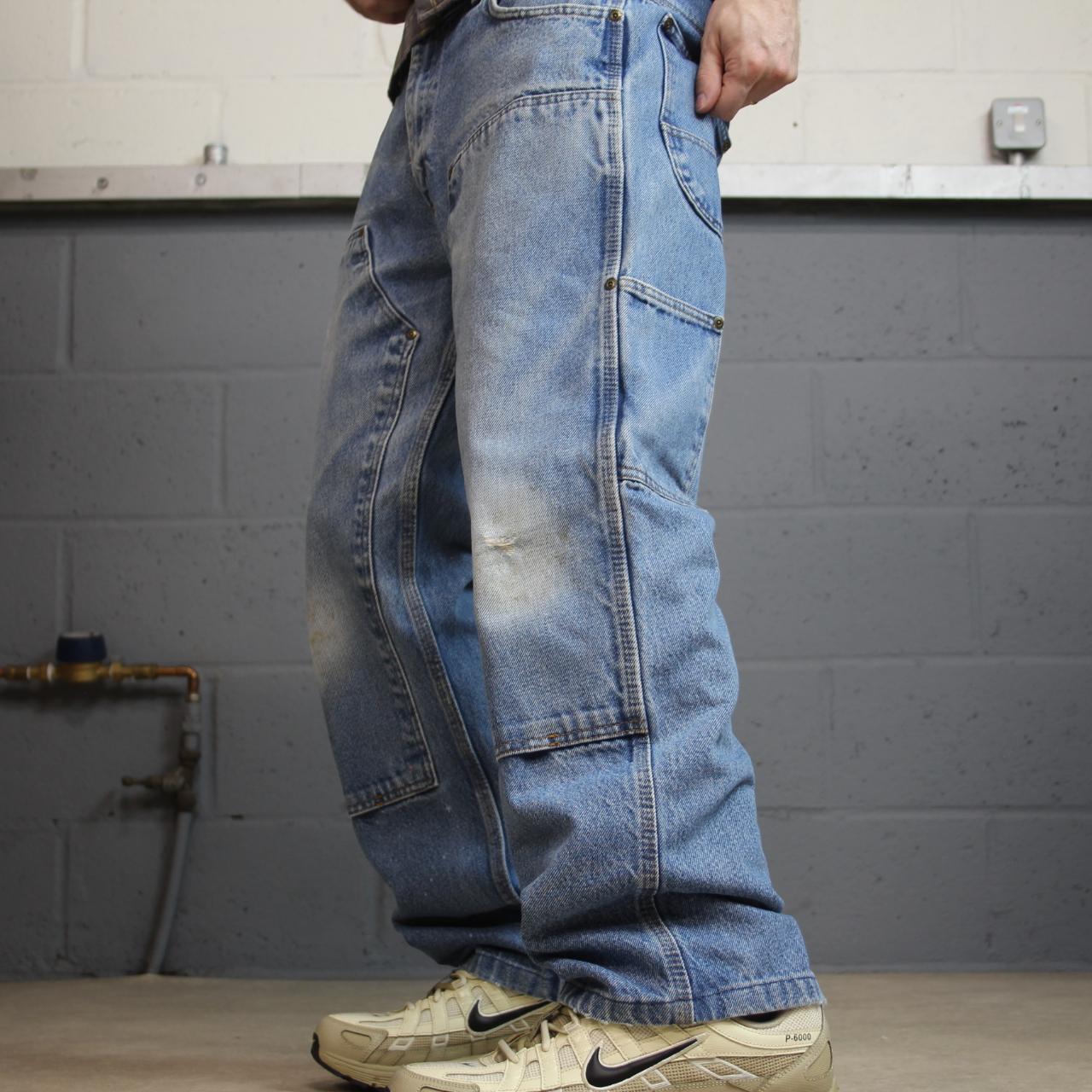Denim double knee carpenter jeans y2k W34L29 blue Straight leg skater style work cargos