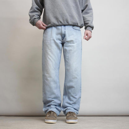 Mens Rocawear jeans W34 L32 loose blue y2k embroidered design jeans