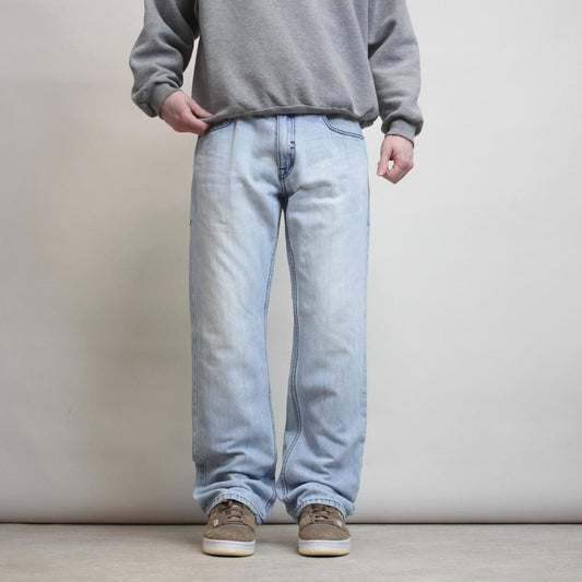 Mens Rocawear jeans W34 L32 loose blue y2k embroidered design jeans