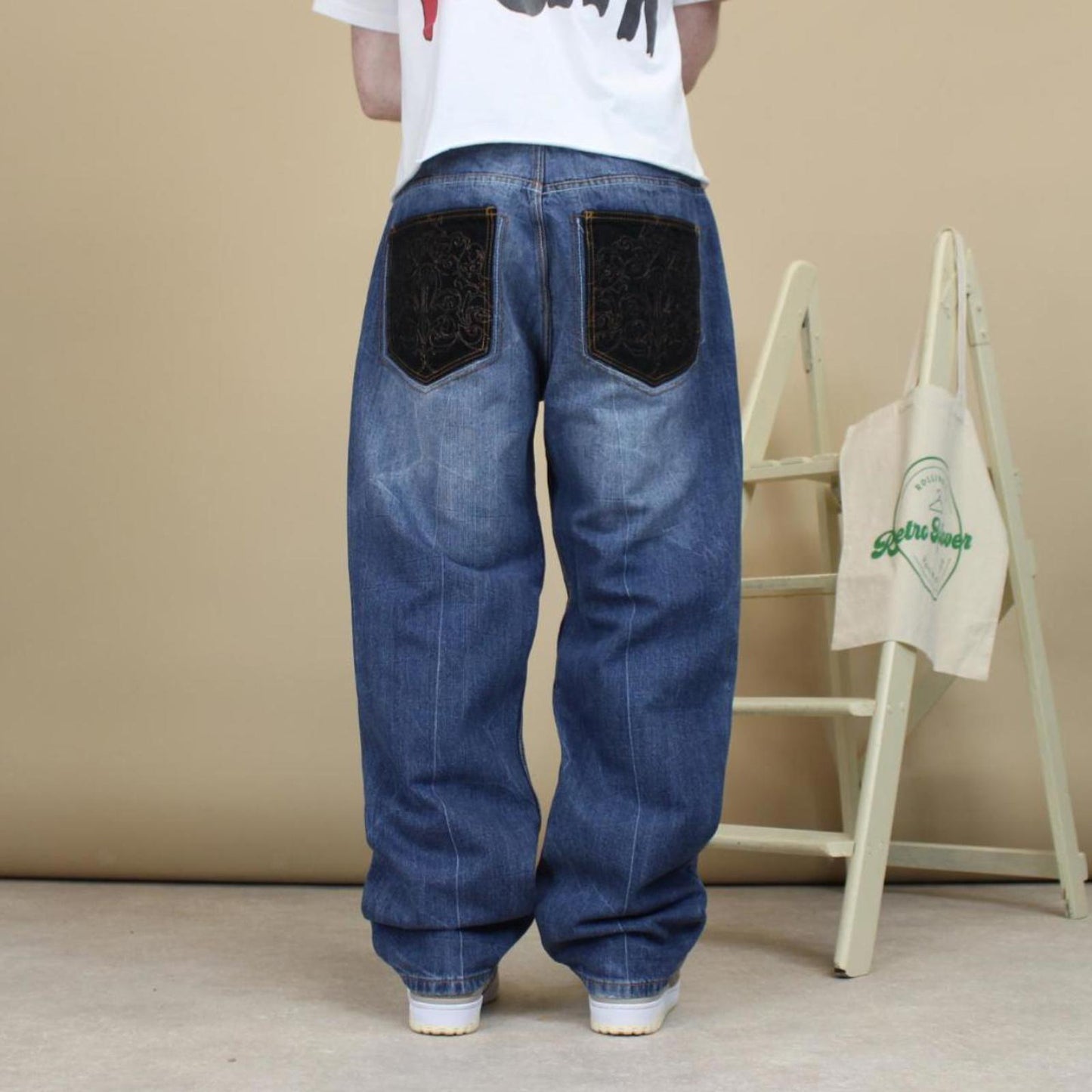 Blue embroidered Makavelli jeans W34L31 loose y2k style denim