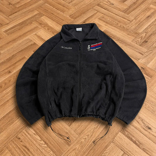 Y2K Columbia technical fleece XL men’s black full zip up autumn adjustable waist