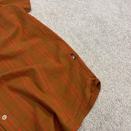 North Face checkered short sleeve shirt y2k orange TNF surf style check shirt summer festival